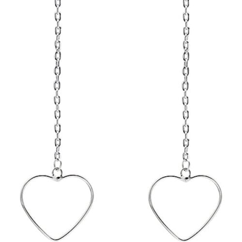 INZATT Trendy Hollow Heart Long Chain Tassel Dangle Drop Earrings Fashion 925 Sterling Silver Fine Jewelry For Women Cute Gift