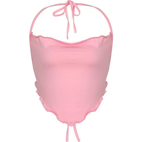 Womens Straps Crop Tops,Solid Color Spaghetti Ruffle Elastic Waist A-line Short Skrit