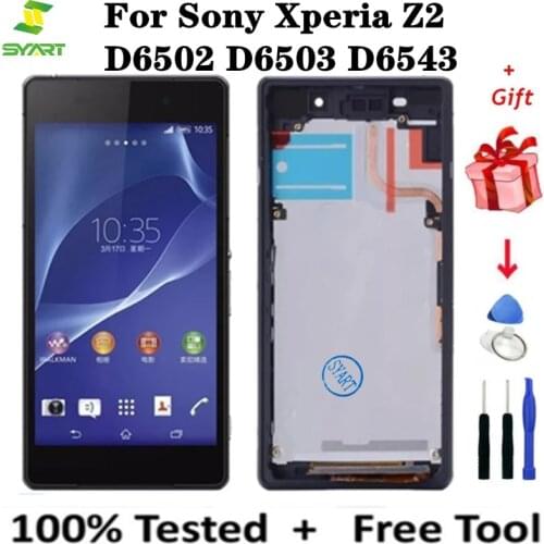 Black White AAA For Sony Xperia Z2 D6502 D6503 D6543 L50W D6502D D6543 LCD Screen Display Digitizer 5.2" Sensor Glass Frame Lcd