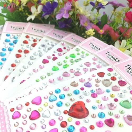 1Sheet Heart Rhinestones Phone Car Art Craft Diy Scrapbooking Stickers Random Color