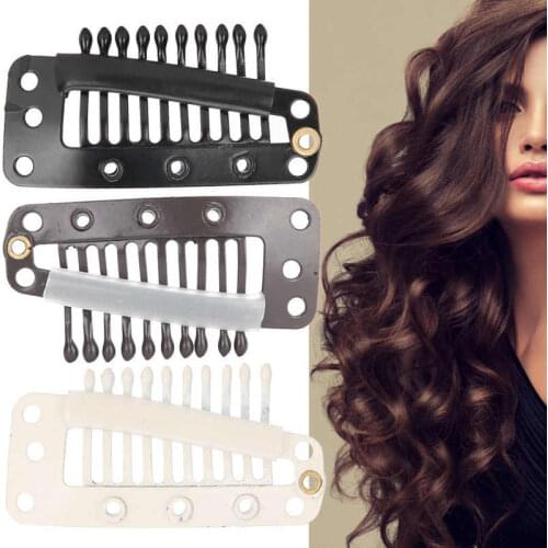 100pcs 10 Teeth Wig Clip Stainless Steel DIY Hairpiece Snap Clip for Hair Extension Hair Styling Tools Makeup Accessories