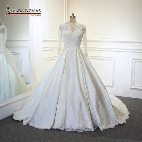 2019 New Arrivals Real Crystal Shinny Wedding Dress Amanda Novias Design