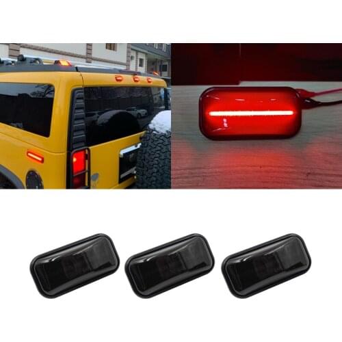 3x Smoked Rear Red Led Cab Roof Marker Lights For Hummer H2 2003-2009 H2 SUT 2005-2009 OEM: 25809313