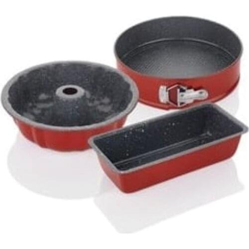 3 PCS granit non stick red multi type cake set