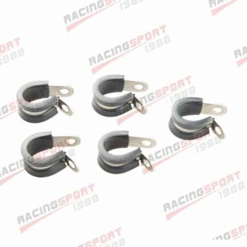 5PCS Cushioned Hose Mounting Clamp Loop Strap 304 Stainless Steel 3/8" Black