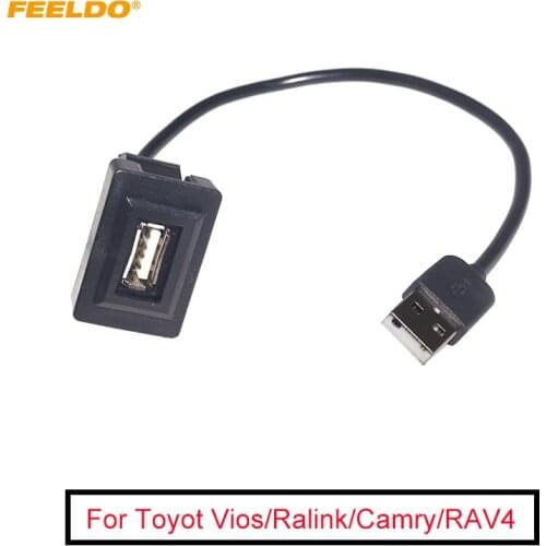 FEELDO Car USB Wire Adapter for Toyota Dashboard Flush Mount USB 2.0 Port Panel Male to Female Extension Plug Cable Charger