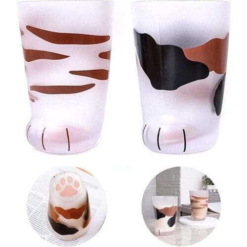 Cat Paw Cup 300ml Milk Glass Cup Cute Cat Foot Claw Print Mug for Coffee Kids Couples Household Cups Valentines Day Gift