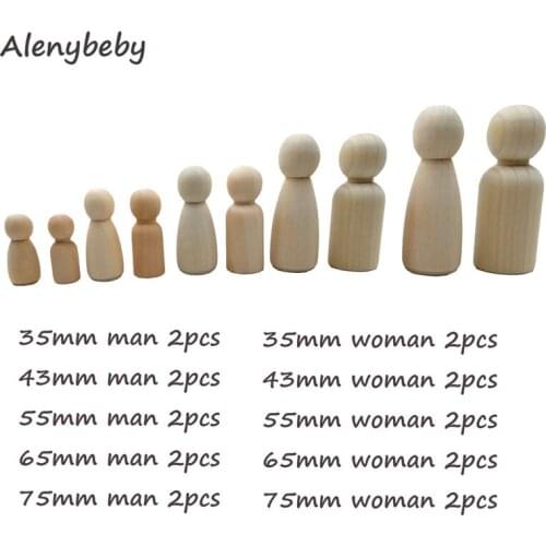 Wooden Dolls 20Pcs Natural Unfinished Wooden Peg Doll Bodies People Shapes Wedding Cake Family Peg Dolls Christmas Kids Toy Gift