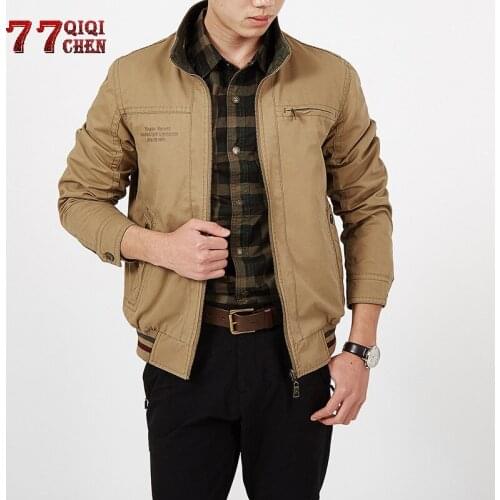 Reversible mens jacket loose large size 5XL2020 autumn and winter warm goods military coat business casual Bomber Jacket Men
