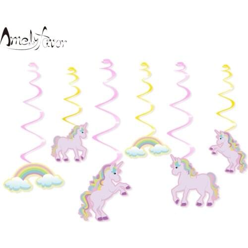 Unicorn Party Ceiling Hanging Swirl Unicorn Birthday Cutout Festive Party Supplies Party DIY Decorations Event Party Baby Shower