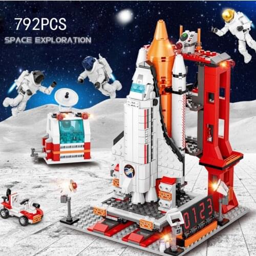 1:36 scale astronaut action figures mega block space exploration vehicle spacecraft rocket satellite bricks toys for kids gifts
