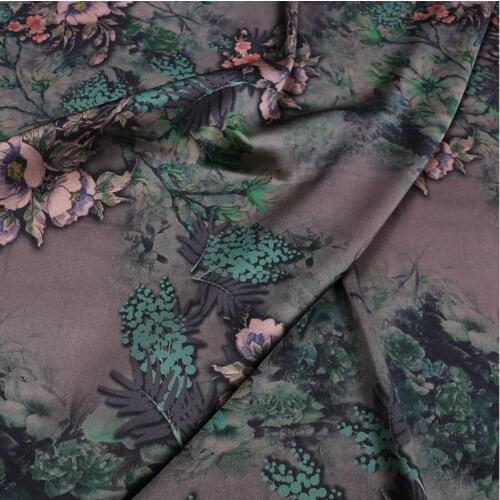 20 New Vintage Style Plants Print Stretch Elastic Satin Natural Silk Fabric Summer