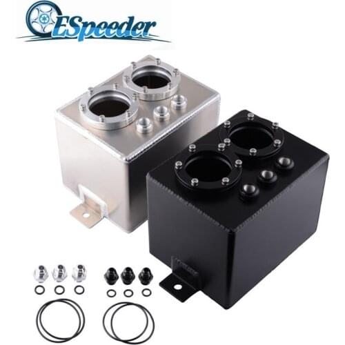 ESPEEDER 3L Universal Fuel Surge Tank Double-port Billet Aluminum Oil Catch Tank Swirl Pot AN6 Fitting 044 Fuel Pump High Flow