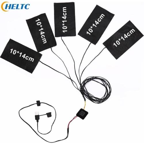 5V USB Charged Clothes Heating Pads Electric Heating Sheet With 3 Gear Adjustable Temperature Heating Warmer Pad For Vest Jacket