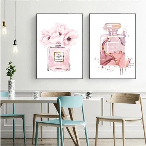 Quotes Print Painting Perfume Art Poster Watercolor Canvas Painting Abstract Poster Print Pink Wall Pictures For Bedroom Decor