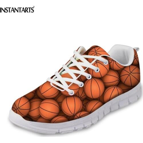 INSTANTARTS Basket Ball Student Casual Walk Air Mesh Sneaker Soccerly Print Women Comfortable Flats Woman Fashion Shoe Plus Size