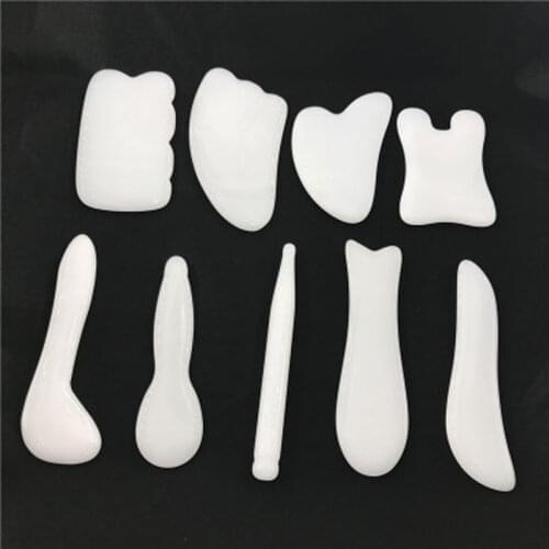 Natural White Jade Gua Sha Board Acupuncture Massage Face Lifting Stone Guasha Scraping Board Facial Massager Gouache Scraper