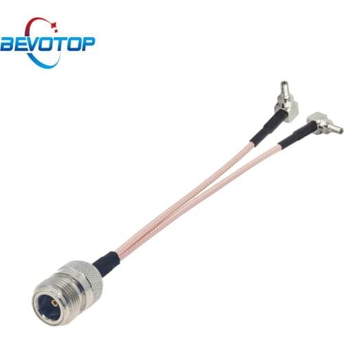 N Female to Dual CRC9 Male Right Angle 4G LTE Antenna Adapter Splitter Combiner RG316 Y Type Pigtail RF Coaxial Extension Cable