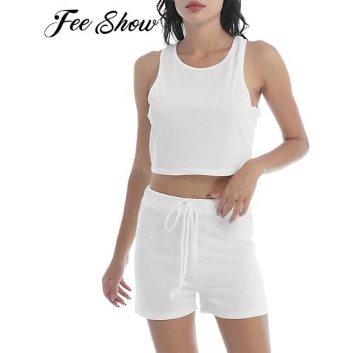 2Pcs Yoga Set Sport Suits Women Sportswear Racer Back Vest Tank Top High Waist Shorts Gym Fitness Outfit Summer Casual Home Wear