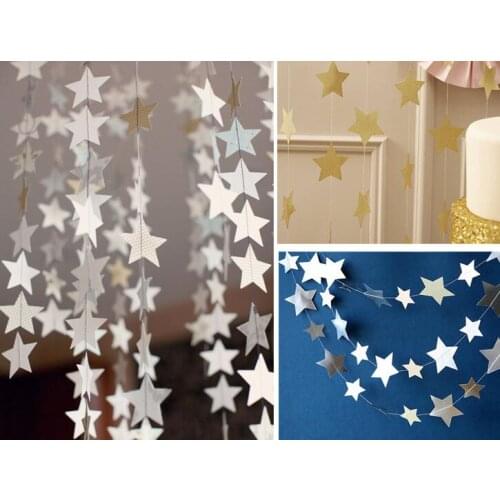 Hot Baby Shower Wedding Party Bunting Star Paper 4m Decoration Banner Drop Garland