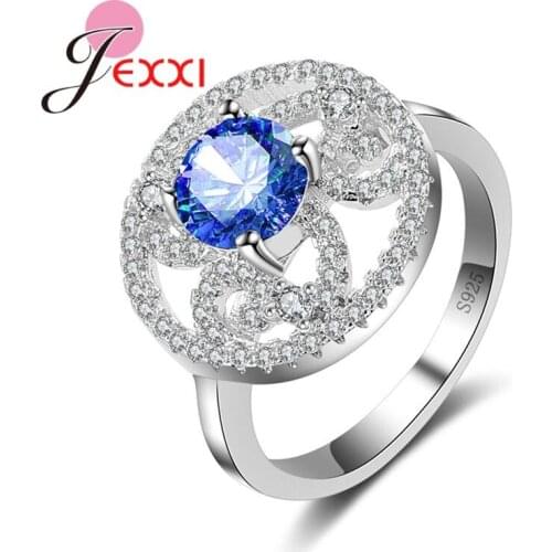 Fashion Austrian Style Western Popular Ring Exaggerate Big Ring Classic Round Side for Women 925 Sterling Silver Ring