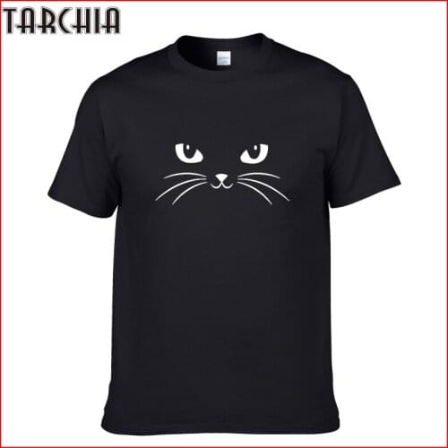 TARCHIA 2021 Cat Face Cotton Tops Tees Men Short Sleeve Boy Casual Homme Tshirt T Plus Free Shipping New Arrive Fashion Brand