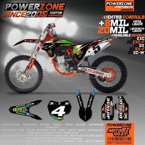 PowerZone Custom Team Graphics Backgrounds Decals 3M Stickers Kit For KTM SX SXF MX EXC XCW Enduro 125cc to 500cc 2011-2016 054