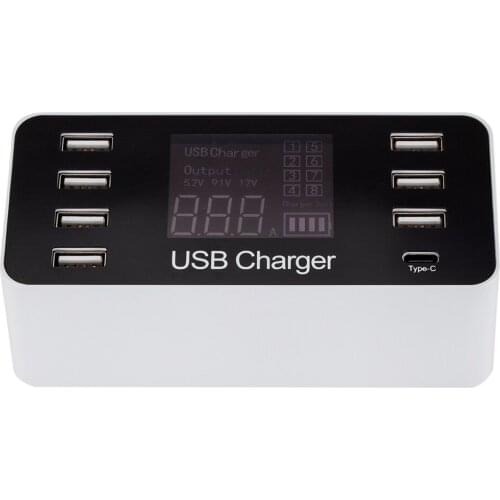 Universal smart usb fast charger for Samsung galaxy Xiaomi wall adapter charging station HUB Led display desktop power socket