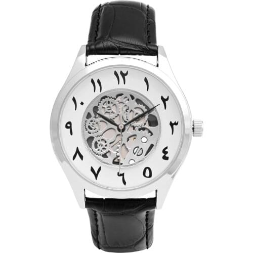 New Release Arabic Watches Drop Shipping. Genuine Leather Strap Sweat Proof Urdu Dail Face Watch