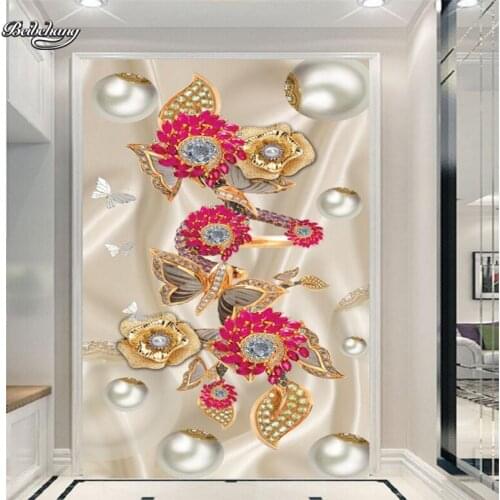 Beibehang Red gold diamond flowers jewelry mystery background wall custom large fresco nonwovens environmental wallpaper