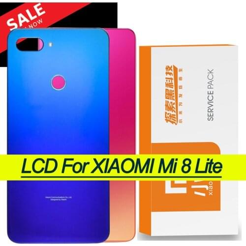 Original Back Housing Replacement for Xiaomi Mi 8 Lite Back Cover Battery Glass adhesive Sticker for Xiaomi Mi8 Lite case