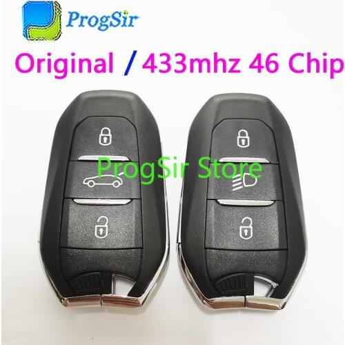Original 3 Button 433Mhz Smart Remote Control Key For Peugeot Citroen With Light Button 46 Chip