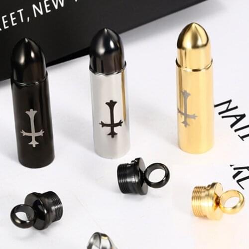 Silver/Gold Stainless Steel Cross Bullet Pendant Cremation Jewelry for Ashes