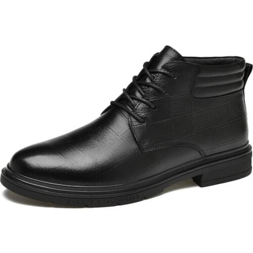 Simple Fashion Casual Short Boots First Layer Cowhide Mens Business Shoes Winter Mens Shoes 2020 Mens Casual Shoes