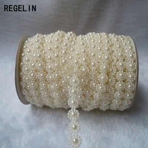 REGELIN 2m/lot Flower Shape Flatback White Imitation Natural Pearl Beads Craft Decoration DIY Jewelry Making Finding