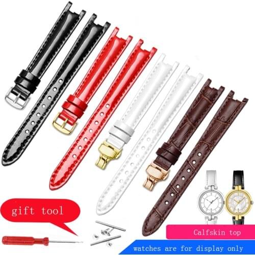 PEIYI Special interface Genuine Leather watchband black white red strap womens bracelet for 1853 T094.210A watch accessories