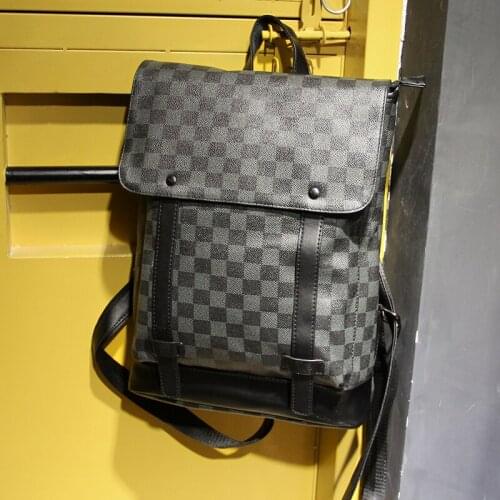 New Checkered Youth Business Backpack Leisure Outdoor Backpack Travel Bag Large-capacity Checked Computer Bag