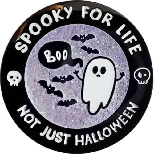 Spooky for Life Not Just Halloween Clutch Pins/Safety Pin Made by Iron with Butterfly Button MOQ 50pcs