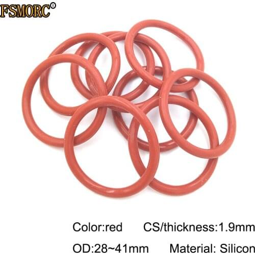 1.9mm Thickness white and red silicon o-rings OD 28 29 30 31 32 33 34 35 36 37 38 39 40 41mm Food Grade Seals gasket no poison