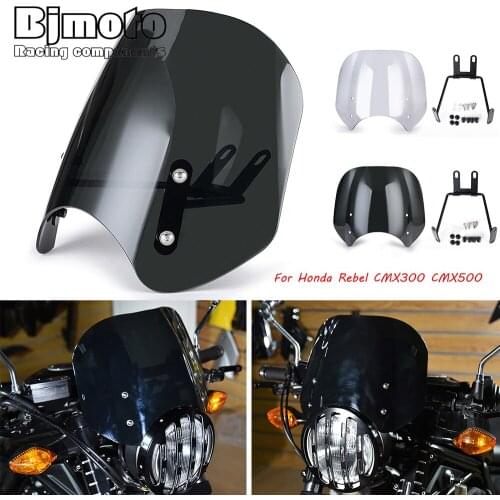 BJMOTO Motorcycle Windscreenfor Honda Rebel CMX 300 500 2017-2020 Windshield Wind Screen Shield with Mounting Holder Bracket