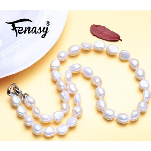 FENASY Natural Freshwater Pearl Necklaces For Women Handcrafted Baroque Long Necklace Wedding Jewelry Neck Accessories
