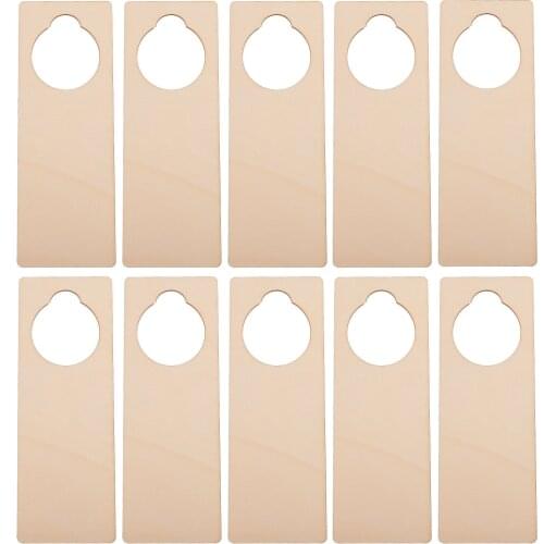 10pcs Wooden Unfinished Blank Door Knob Hangers DIY Hanging Door Sign Painting Plaque For Home Bedroom Hotel