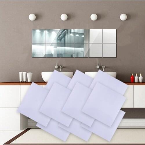 10pcs Chrome Flexible Stick-On Squares Mirror Sheet Self Adhesive Self Adhesive Decor Wall Tile 15x15cm Mirror Paste Home Decor