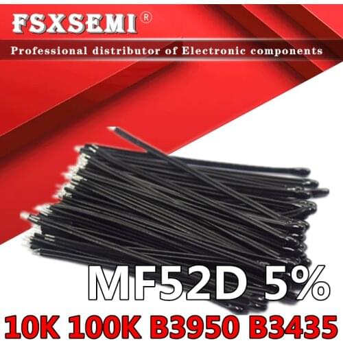 10pcs NTC MF52D 10K 100K 3435 Probe strap wire thermistor B3435 B3950 5% Enameled wire Temperature control sensor