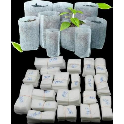 100Pcs/Set Degradable Non-woven Fabric Plant Nursery Bags Seeds Growing Bag Nutrition Pot Storage Container Garden Tool