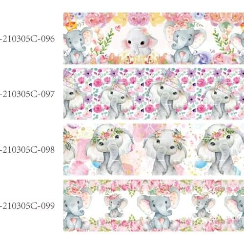 50 yards/lot) Hot sale 25mm 38mm little elephant and flower printed cartoon ribbon