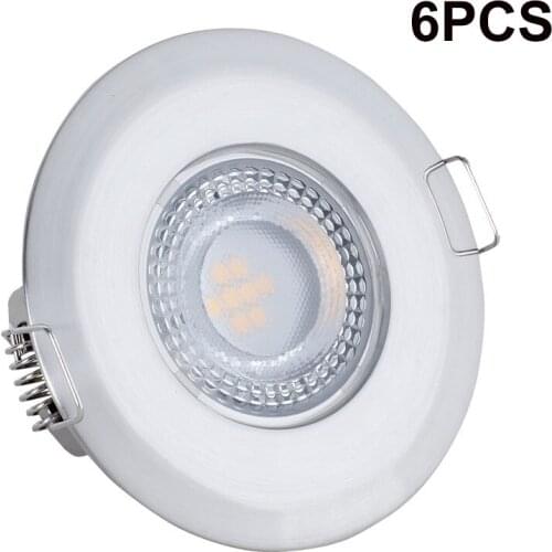 6PCS LED Downlight Waterproof Ultra Thin 5W Round AC85-265V Recessed Ceiling Lamp Indoor Bathroom Spot Bulb Warm Cold White