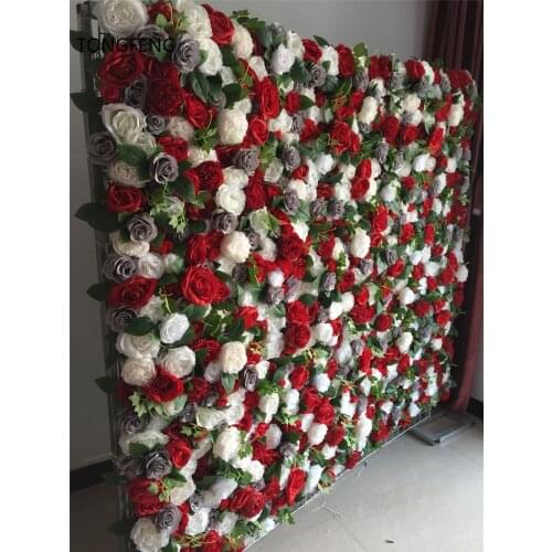 24pcs/lot Artificial silk rose 3D flower wall panel wedding backdrop decoration flower runner wedding stage decoration TONGFENG