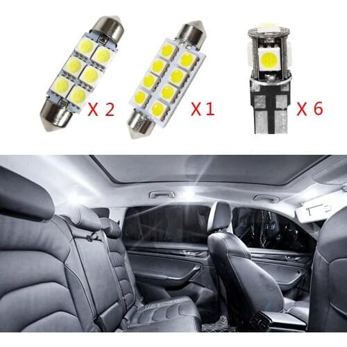 9 Pcs For Volkswagen VW Jetta MK5 Passat B6 R36 LED car interior dome light kit Package Reading light