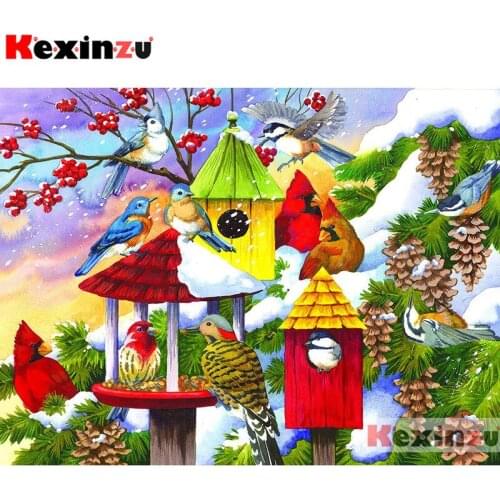 Kexinzu Full Square/Round Drill 5D DIY Diamond Painting"Bird house"3D Embroidery handcraft work Cross Stitch Home Decor